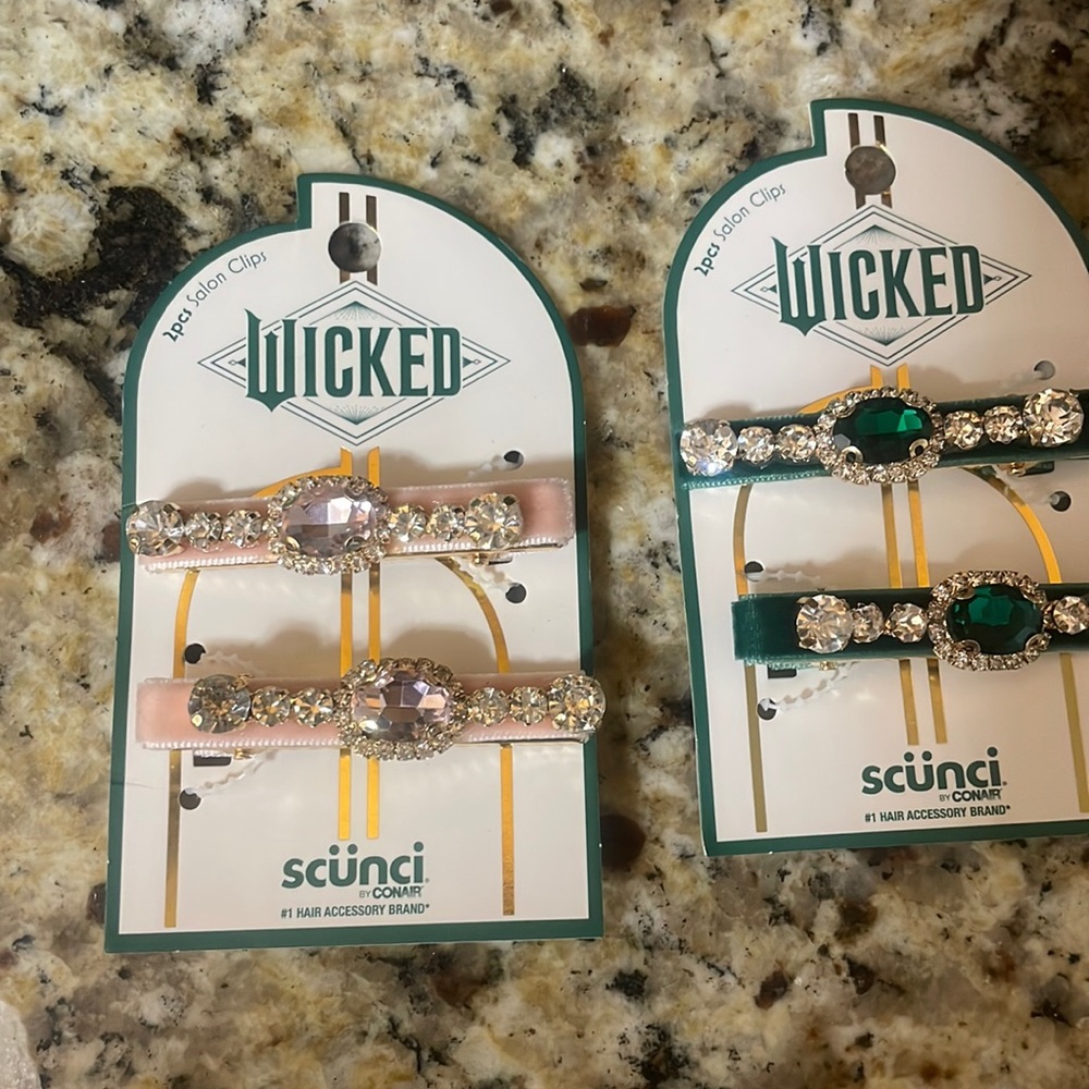 Wicked hair clip Set - Pink goes good with Green - NWT